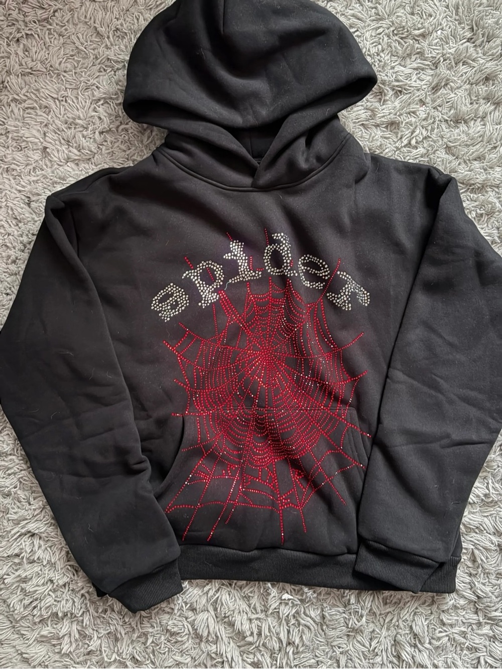 Black Sp5der Rhinestone Hoodie